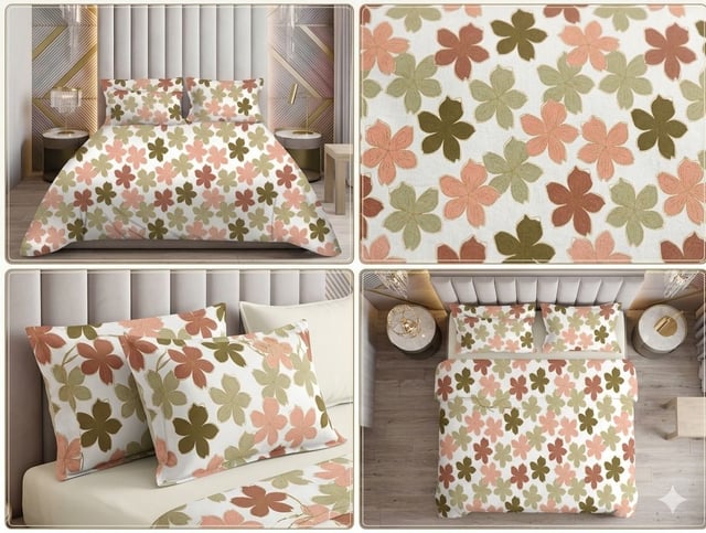 Double Bed Polycot Bedsheet, Peach Blossom