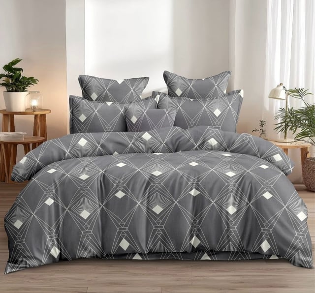 King Size Polycot Bedsheet, Deco Diamond