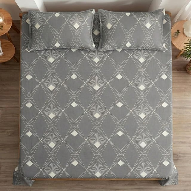 King Size Polycot Bedsheet, Deco Diamond