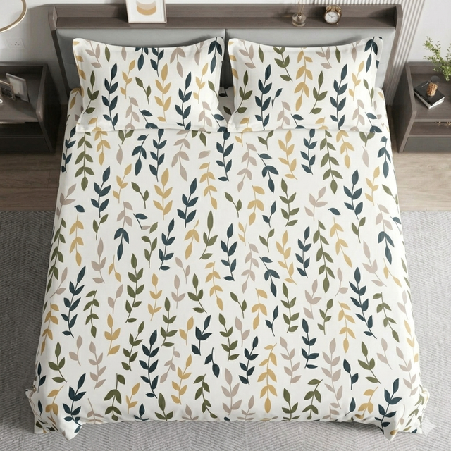 Double Bed Polycot Bedsheet, Olive Vine