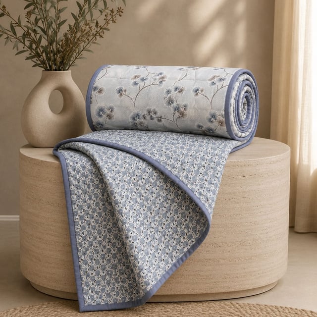 Single Bed Mul Mul Cotton Dohar, Powder Blue