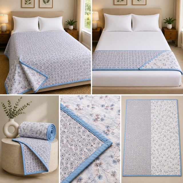 Single Bed Mul Mul Cotton Dohar, Powder Blue
