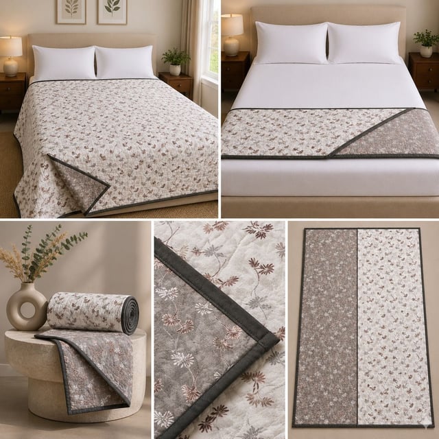 Single Bed Mul Mul Cotton Dohar, Rust Floral