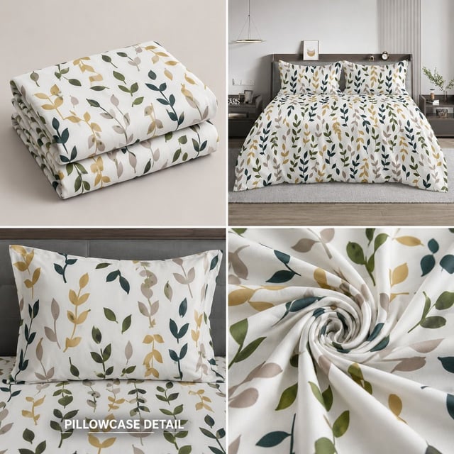 Double Bed Polycot Bedsheet, Olive Vine